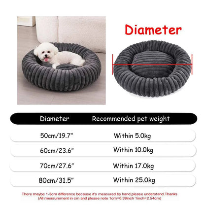 round plush pet bed for large dogs and cats winter warm sleeping cushioning fiber material
