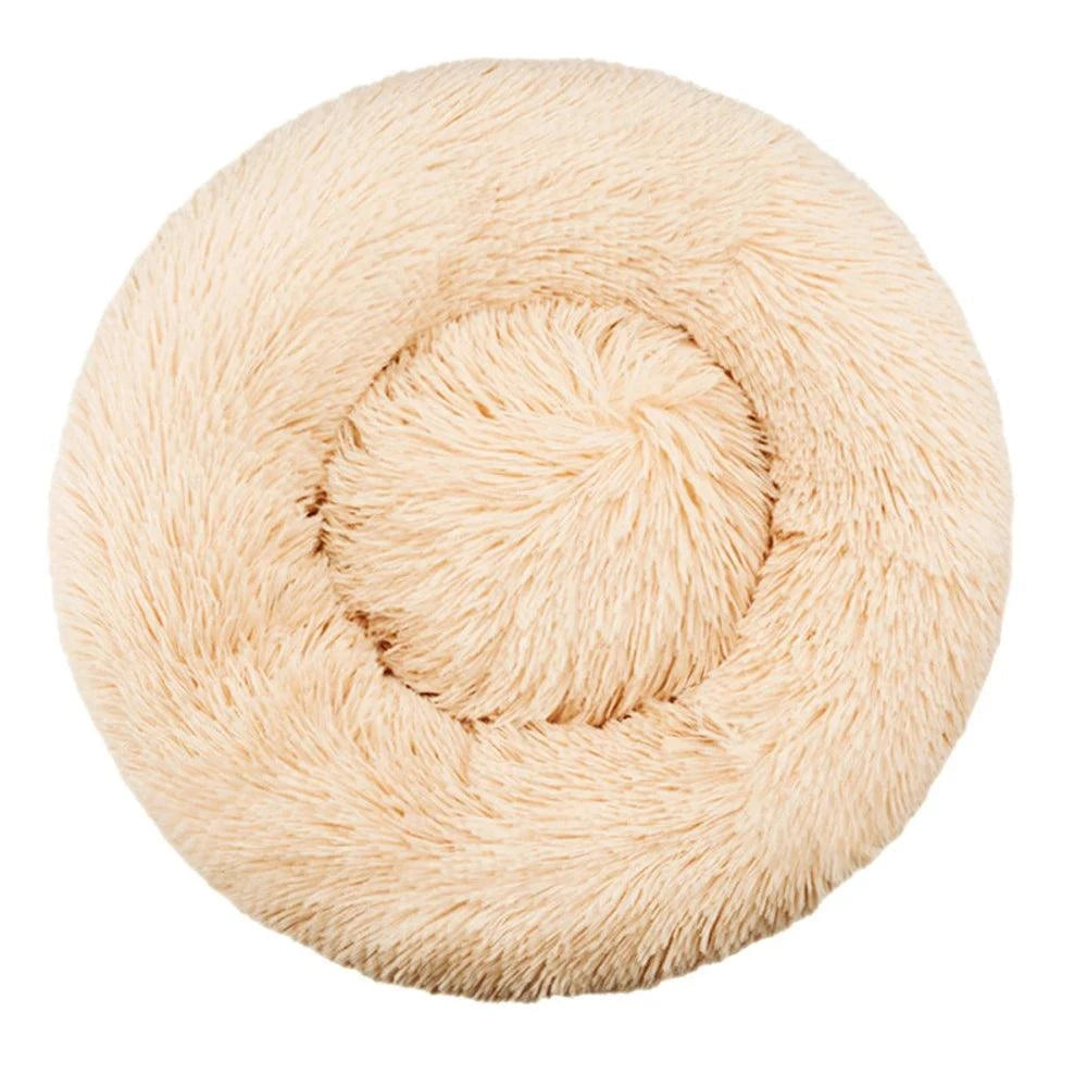 Round plush pet bed for large and medium dogs winter warm sleeping