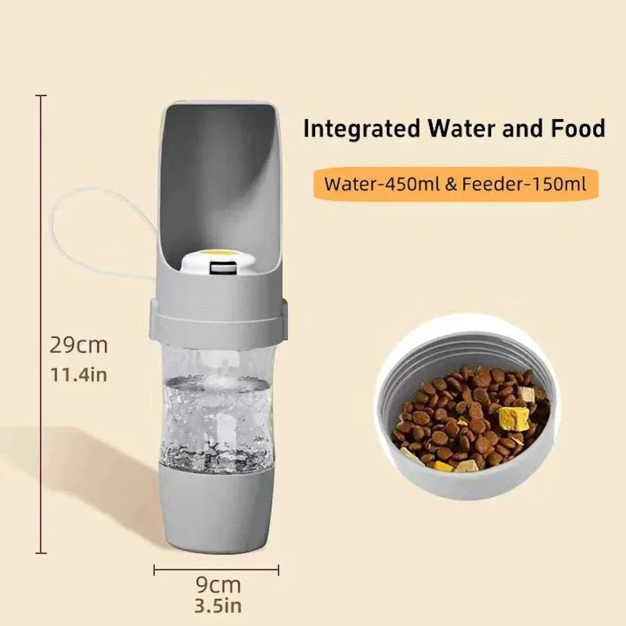 TravelPaws Portable Pet Water Bottle 2-in-1 food and water storage for pets on the go