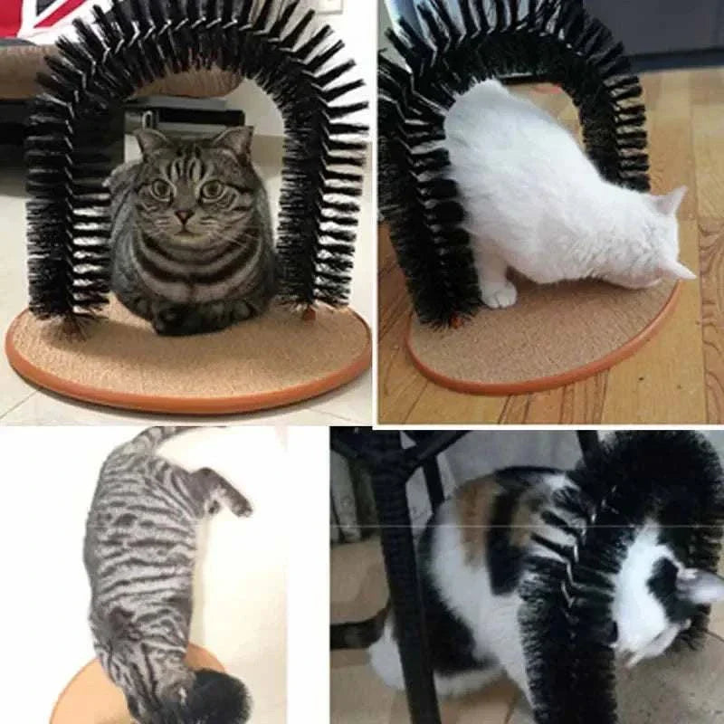 PurrSpa Self-Grooming Cat Arch with massage brush and scratching pad for cats and kittens