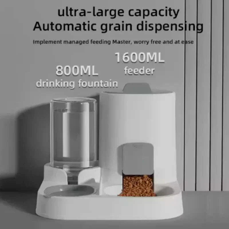 DuoServe 2-in-1 Pet Feeder with automatic water dispenser and food bowl for cats and small dogs