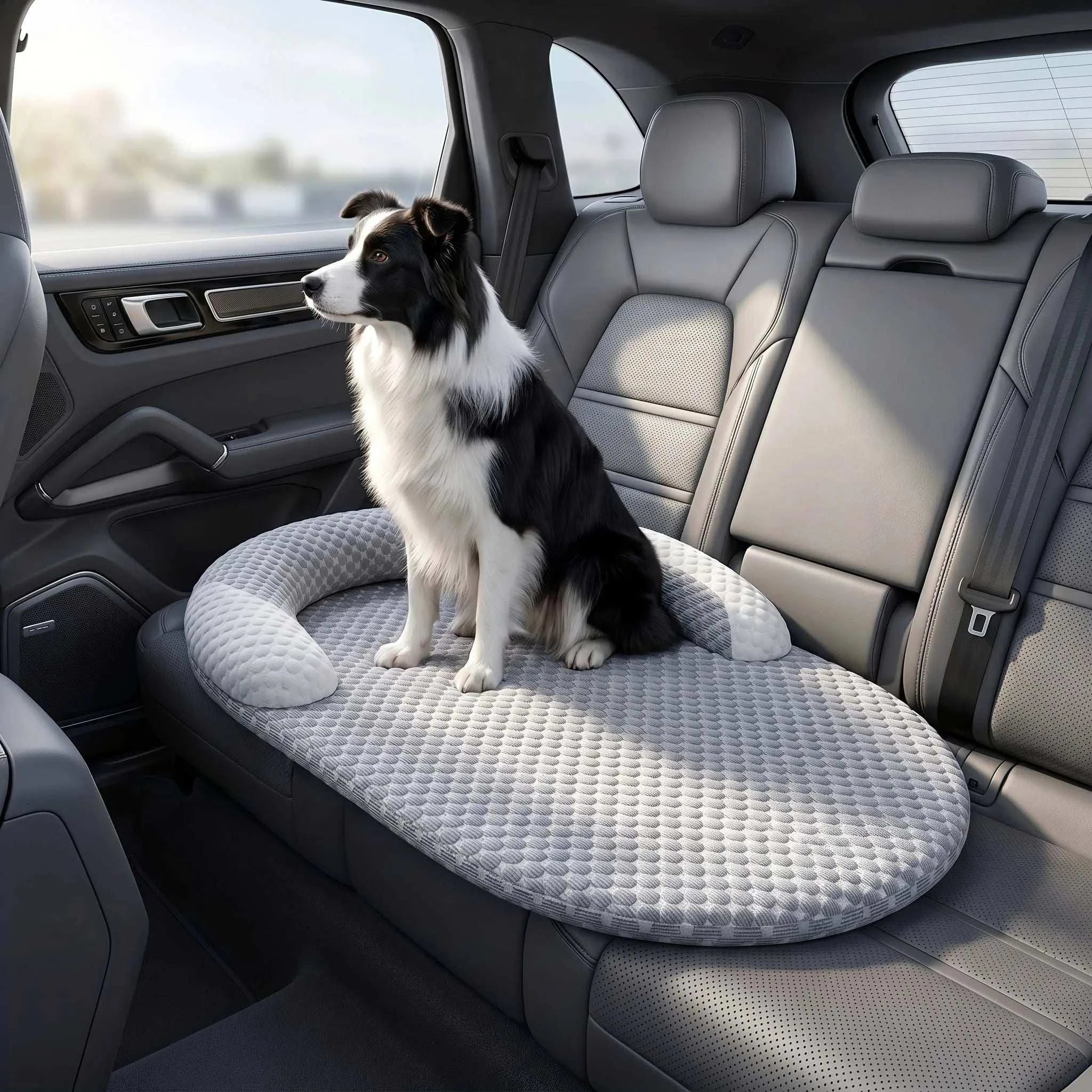 Oval ChillNest cooling pet bed with bolstered edges and breathable honeycomb fabric for dogs and cats