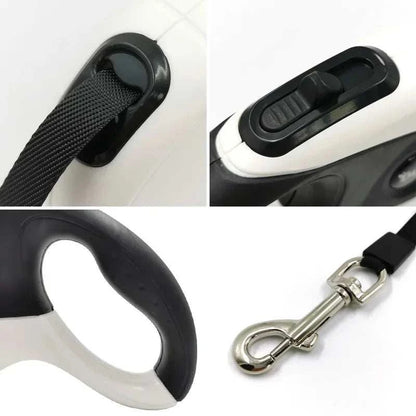 FreeStride Retractable Dog Leash with ergonomic handle and durable nylon leash in black color