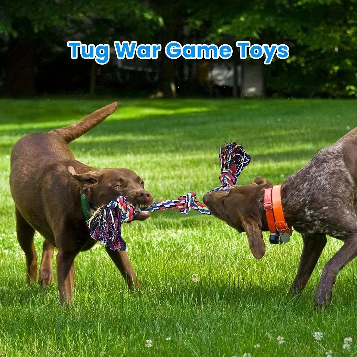 TugPro Rope Chew Toy durable woven linen knotted rope for medium and large dogs interactive tug and chew play