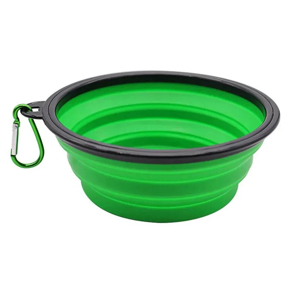 FoldAway Travel Pet Bowl collapsible pet dish with carabiner clip for travel and outdoor use