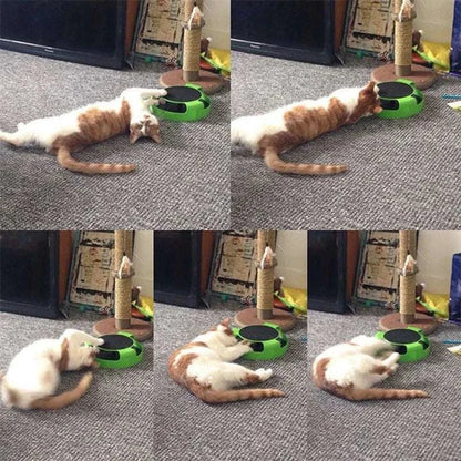 SpinTrack Interactive Cat Toy with circular turntable and rolling mouse for cat exercise and mental stimulation