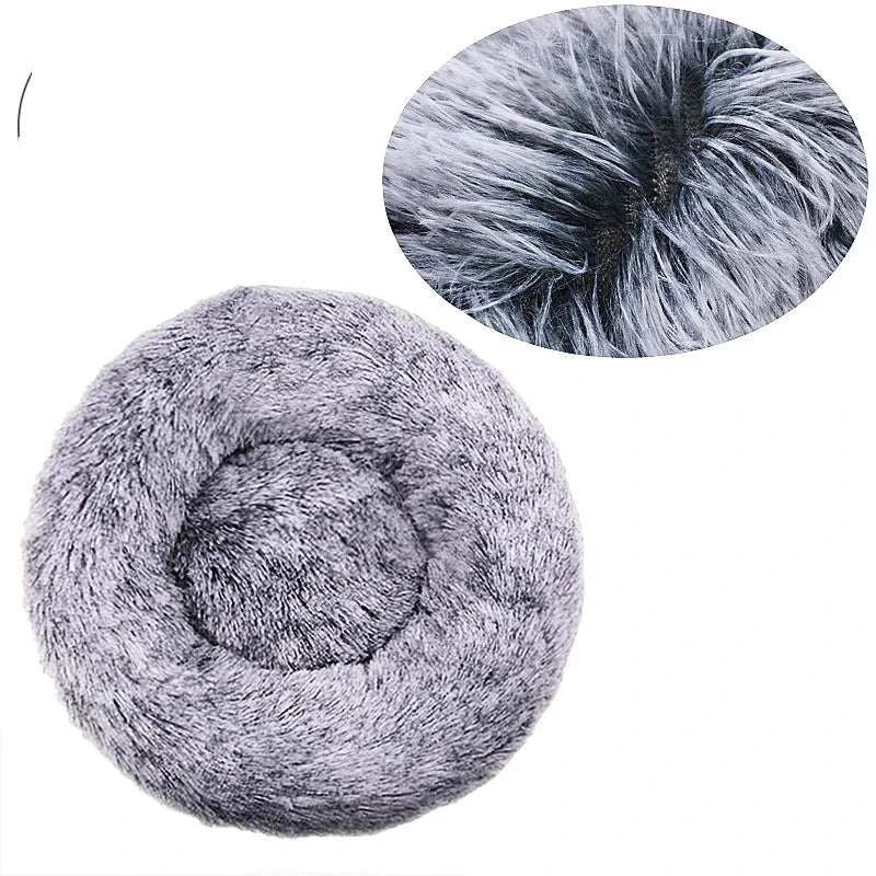 round plush pet bed for large and medium dogs winter warm sleeping fiber material