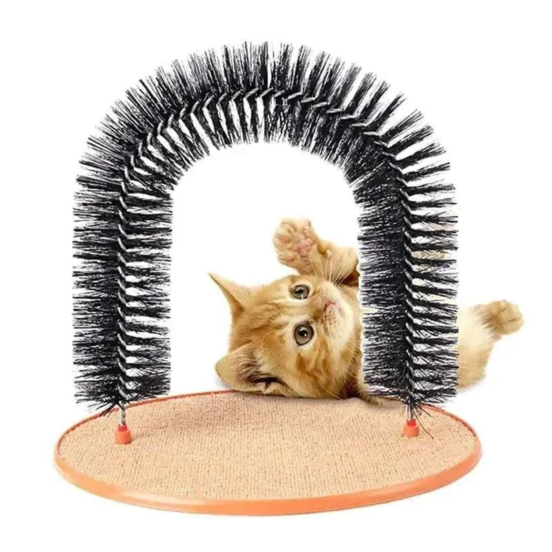 PurrSpa Self-Grooming Cat Arch with massage brush and scratching pad for cats