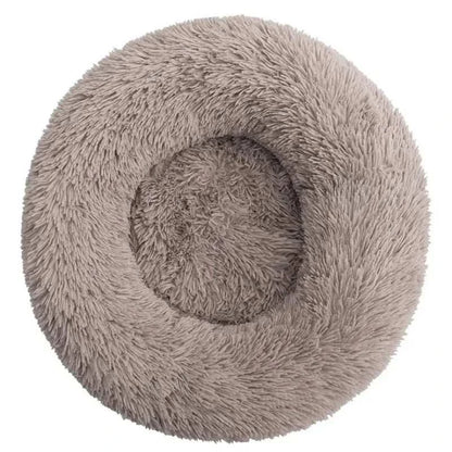 Round plush pet bed for large dogs and cats, super soft and warm, multiple sizes 40-90cm, machine washable with non-slip bottom