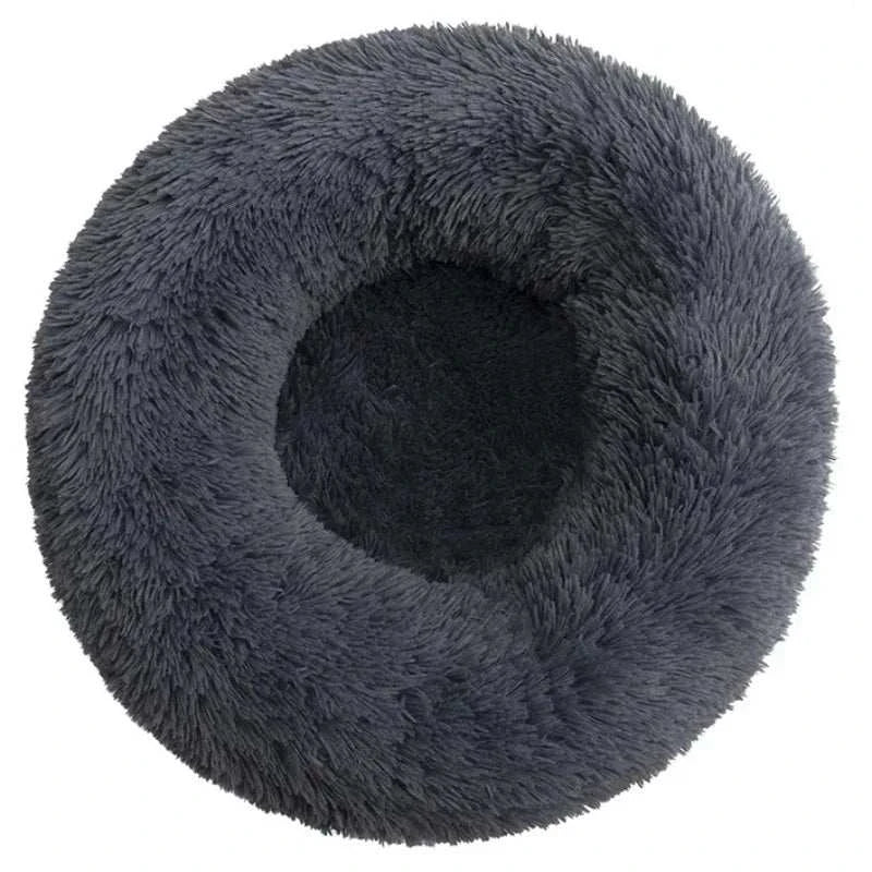 Round plush pet bed for large and medium dogs, super soft and warm winter sleeping house with non-slip waterproof bottom
