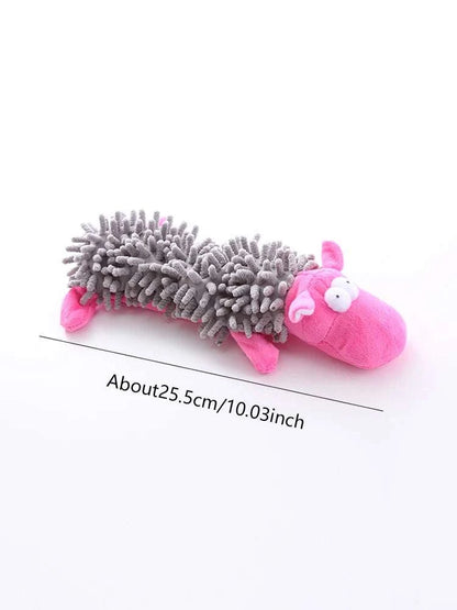 SnuggleSqueak Plush Dog Toy soft fleece squeaky toy for puppies and adult dogs
