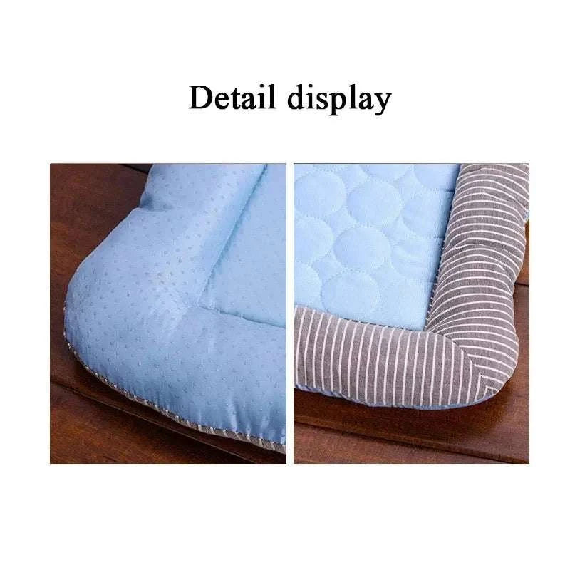 Pink and blue breathable cooling pad beds for dogs and cats made of soft ice silk material