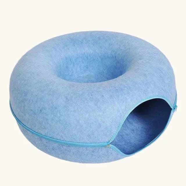 PurrNest™ 2-in-1 Cat Tunnel Bed cozy donut-shaped cat bed and tunnel for play and rest
