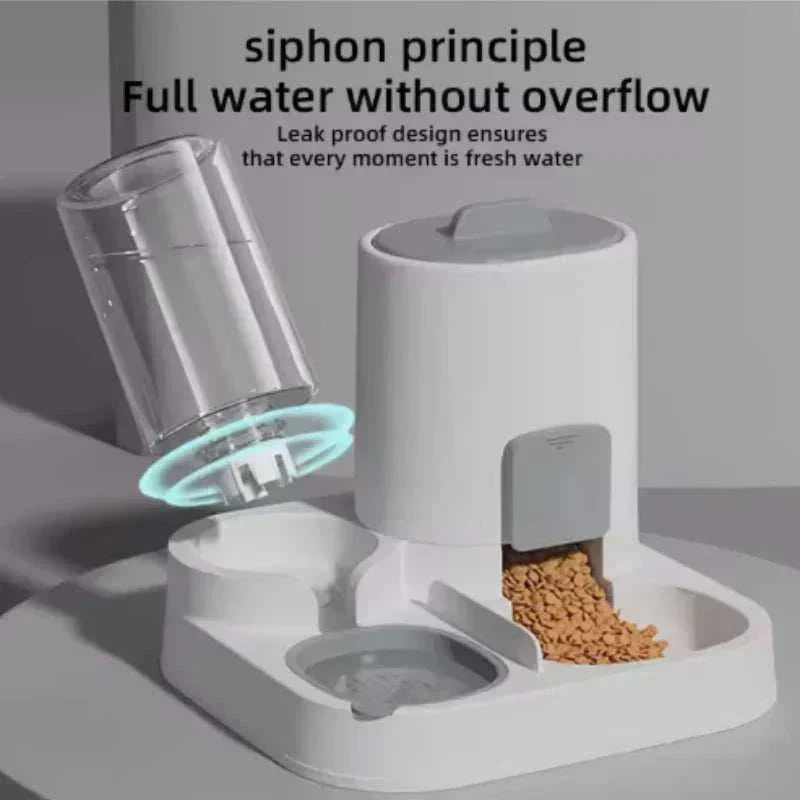 DuoServe 2-in-1 Pet Feeder with automatic gravity-fed water dispenser and food bowl for cats and small dogs
