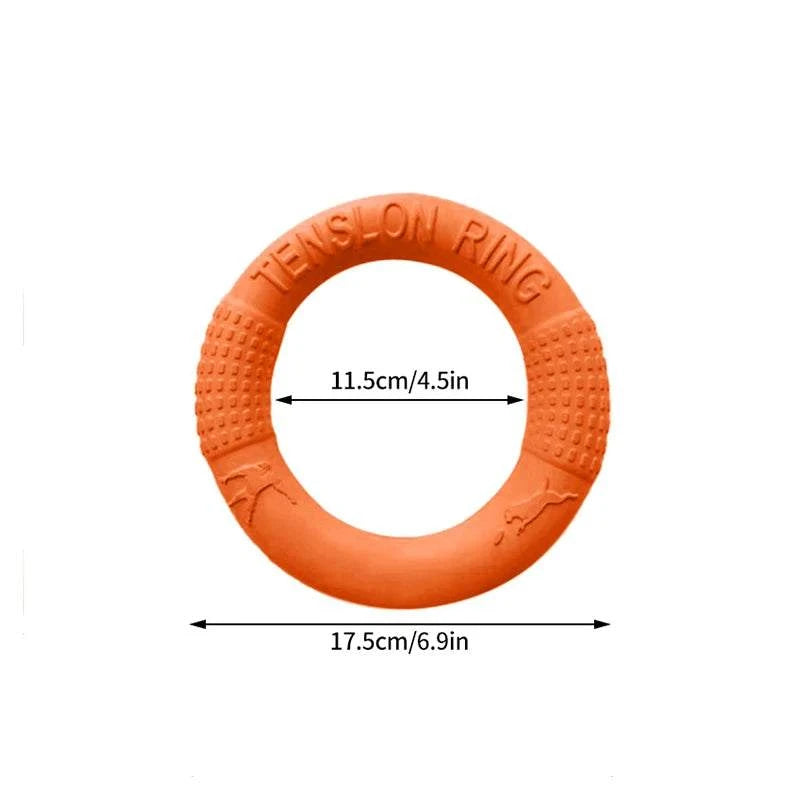 PawzPlay Tug &amp; Fetch Training Ring durable rubber dog toy for interactive play and outdoor exercise