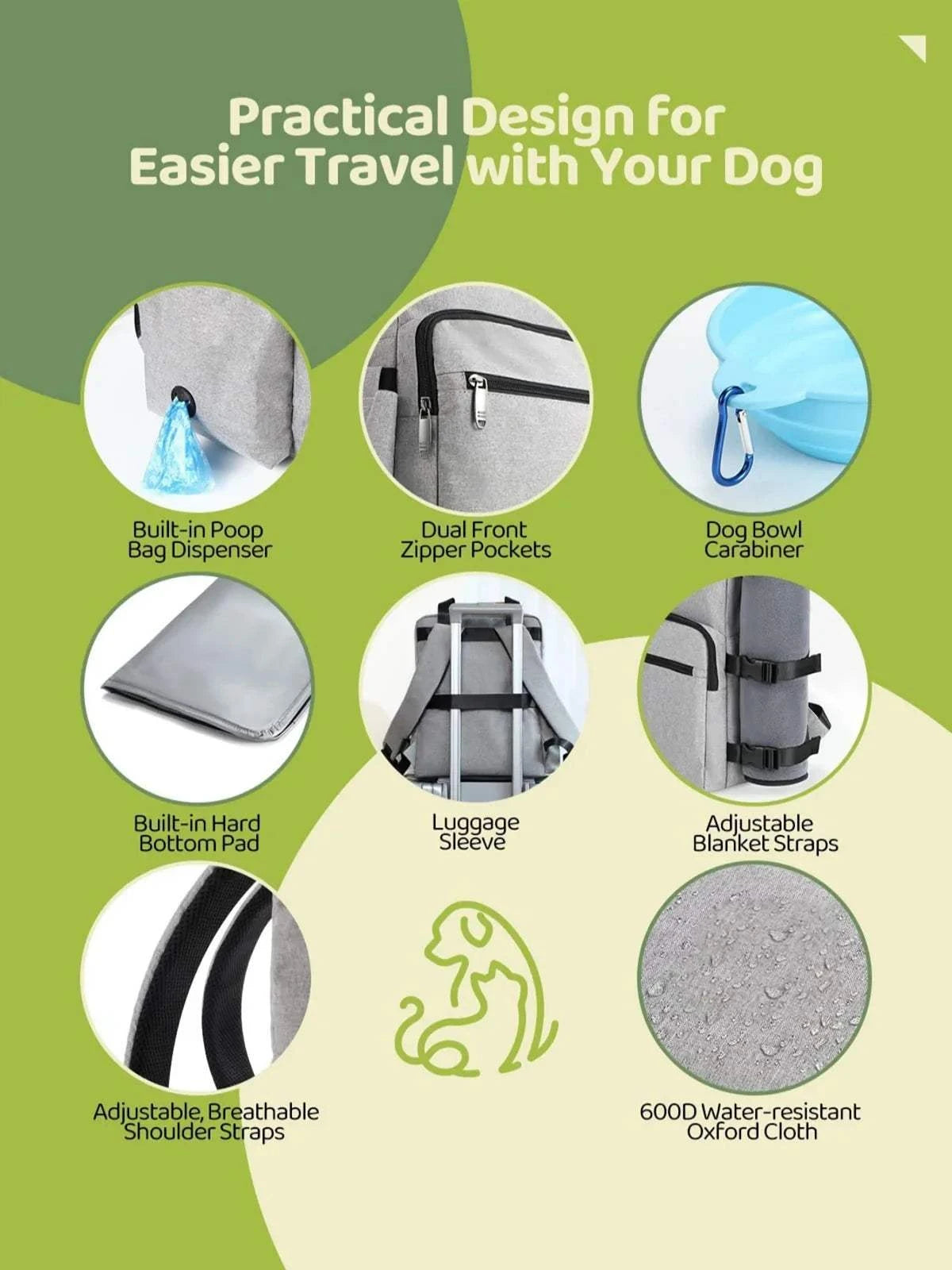 AdventurePaw Pet Travel Backpack with multiple compartments and collapsible water bowl for pet travel essentials