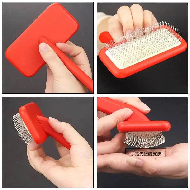 CoatCare Premium Grooming Brush with stainless steel pins for gentle pet grooming and shedding reduction