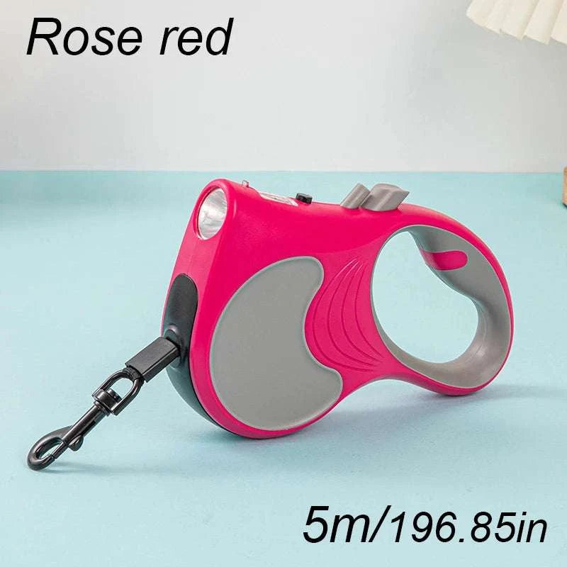LumiPaw LED retractable dog leash with built-in light and ergonomic handle for safe nighttime walks