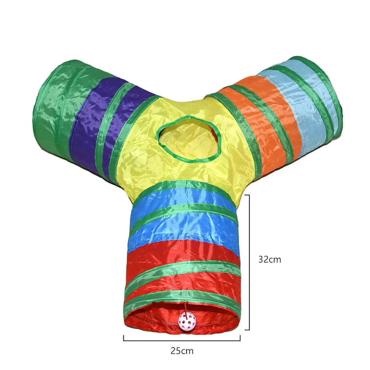 PurrMaze Foldable Cat Tunnel interactive pet play toy with crinkle fabric and hanging ball for cats and small pets