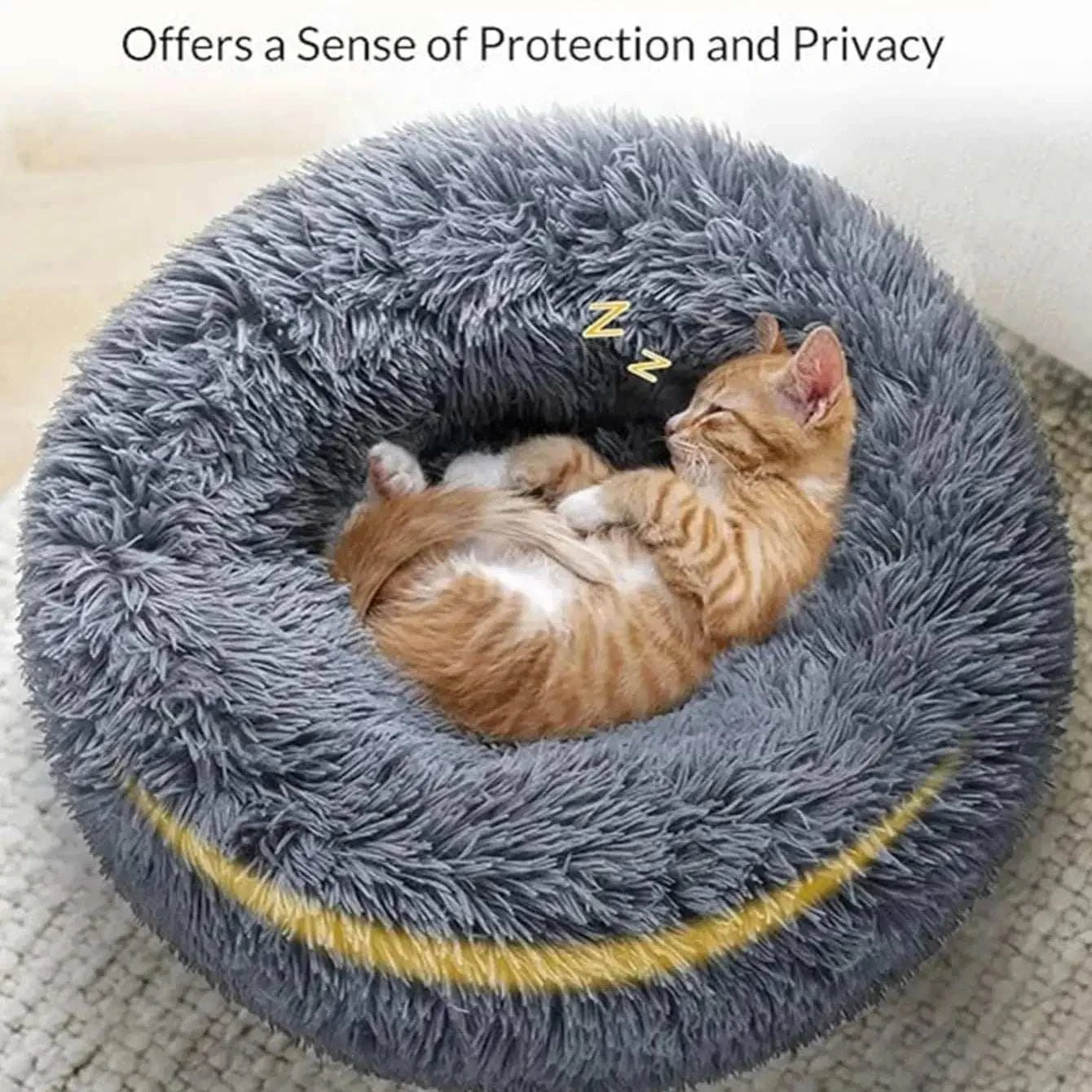 round plush pet bed for large dogs and cats winter warm sleeping fiber material